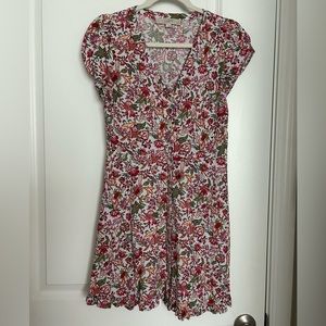 Petite LOFT Floral Button Down Dress with Pockets